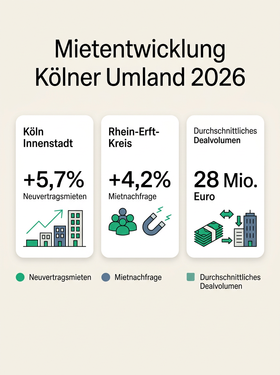 Mietentwicklung Kölner Umland 2026