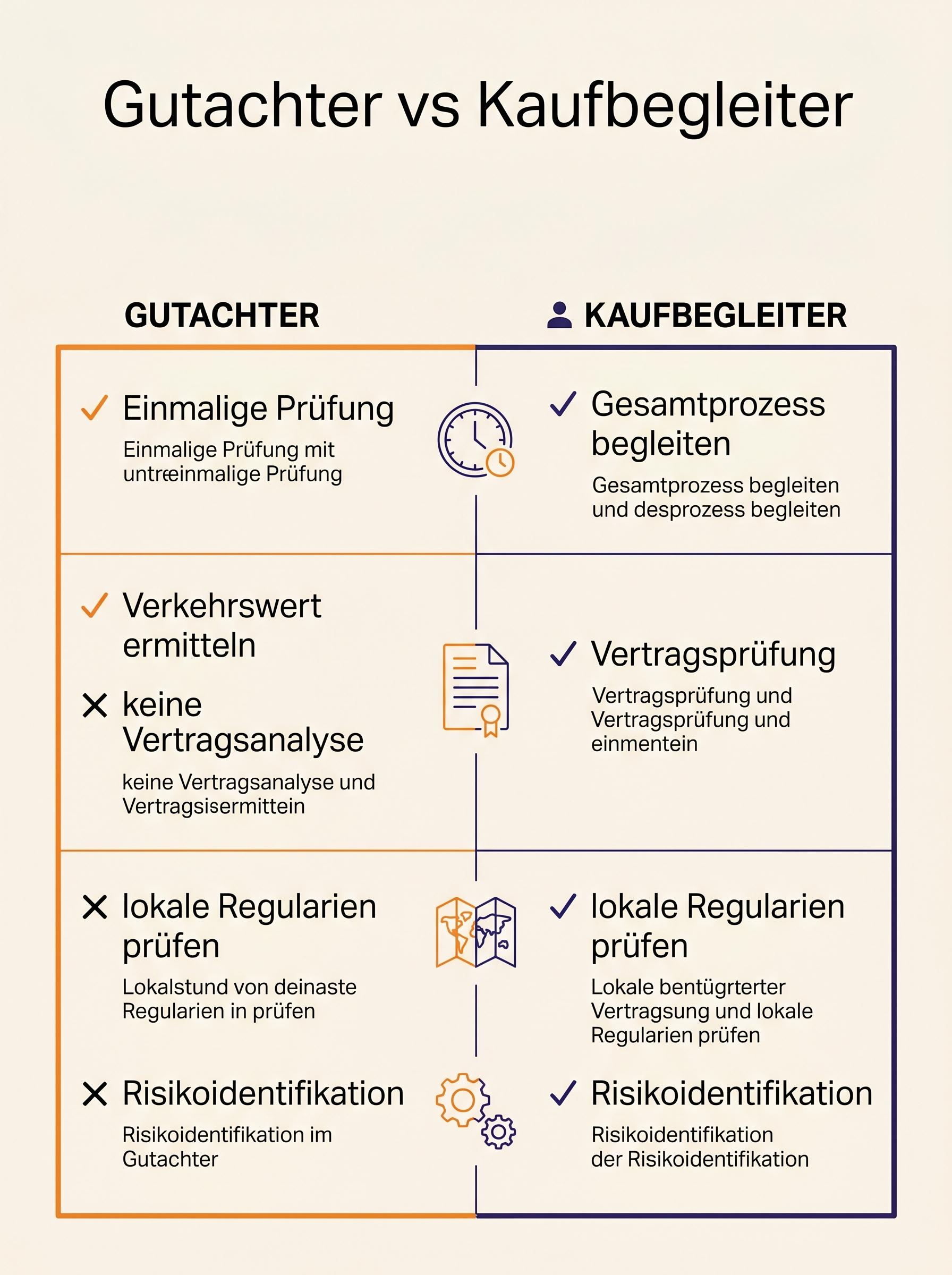 Gutachter vs Kaufbegleiter